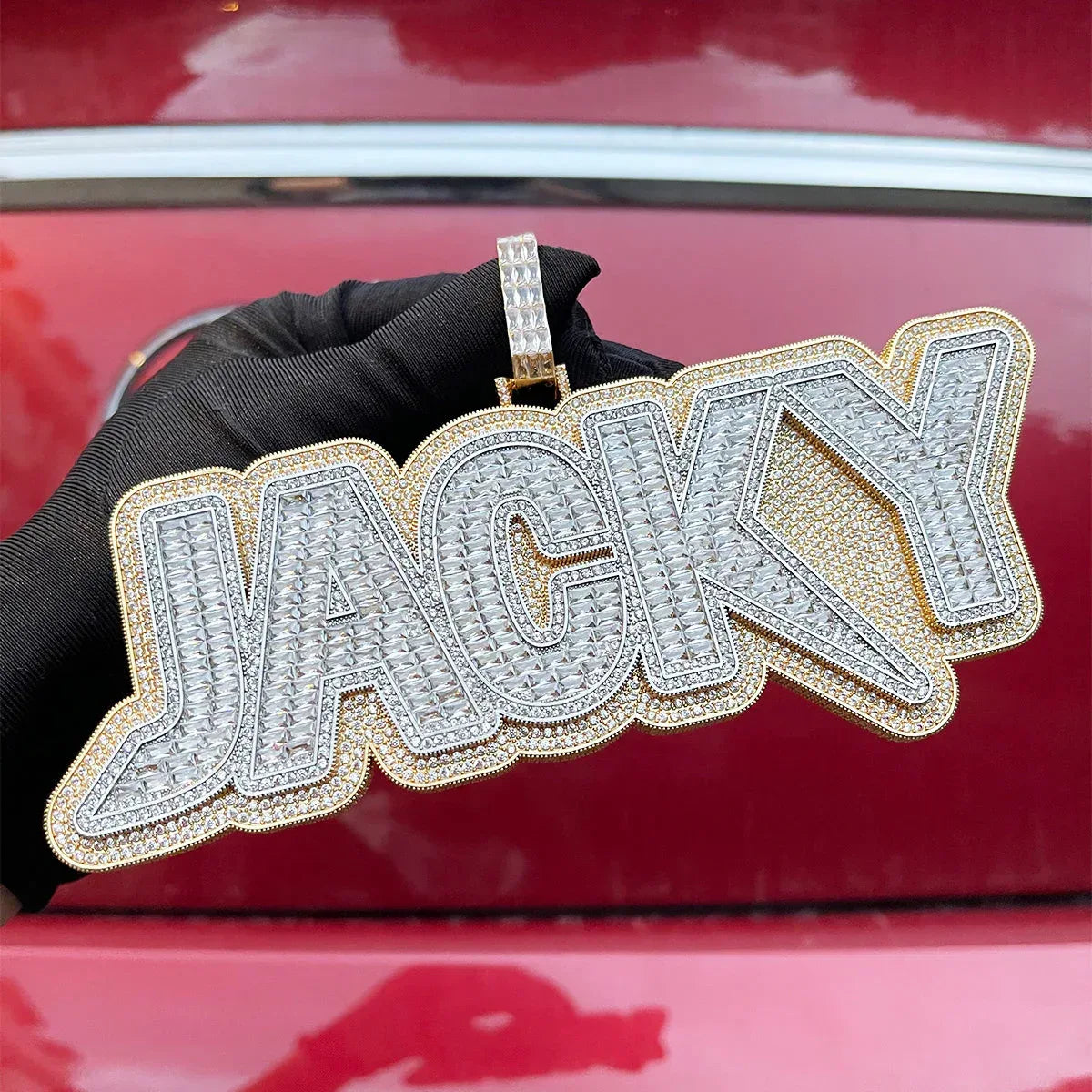 Duo Color Two Layers Iced Out Personalized Custom Name Necklace Pendant - Luxury Custom Jewelry - CaratixJewelry